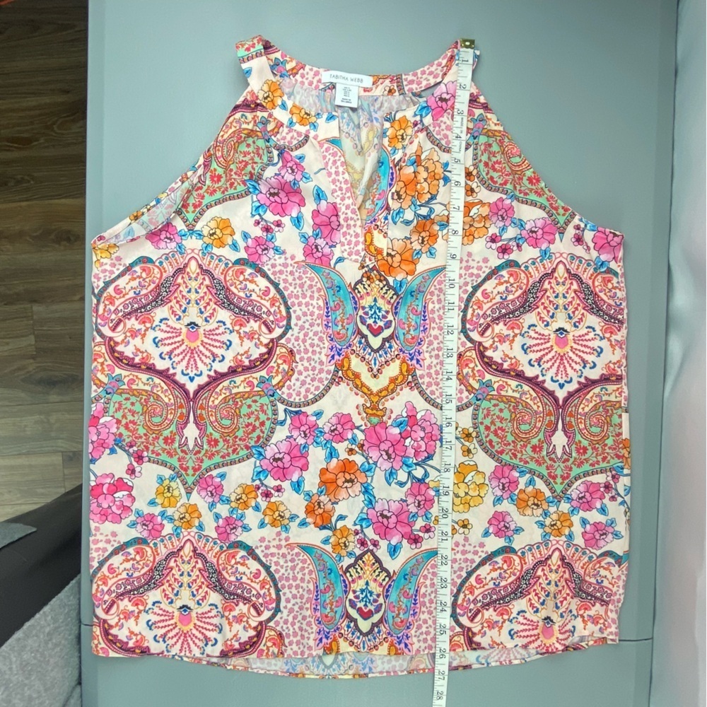 Tabitha Webb Multicolor Floral Racerback Sleeveless Top Wms Sz Large - Picture 7 of 9